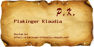 Plakinger Klaudia névjegykártya